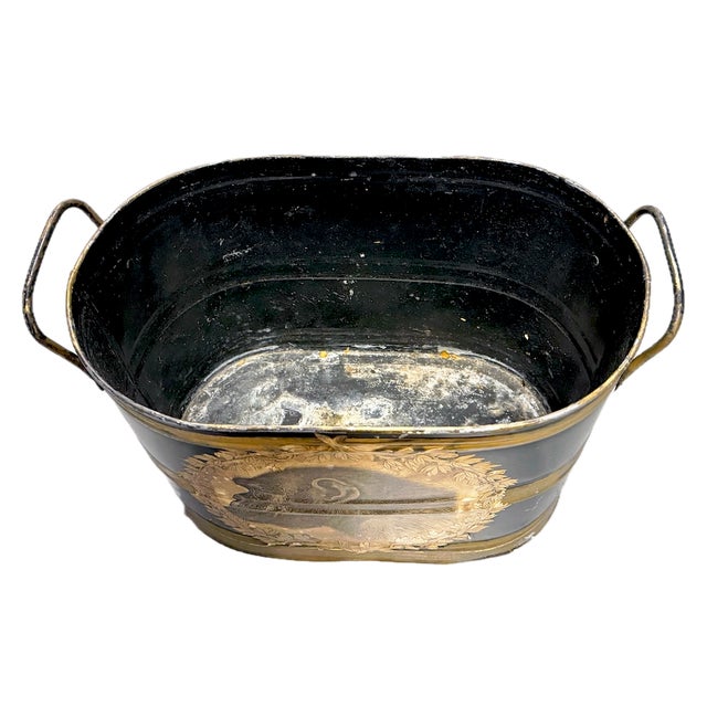 Vintage Singerie (Monkey) Tole Cachepot For Sale - Image 4 of 8
