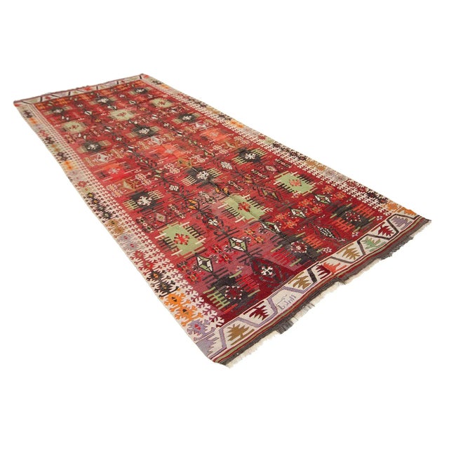Boho Chic Vintage Turkish Kayseri Kilim Rug For Sale - Image 3 of 7