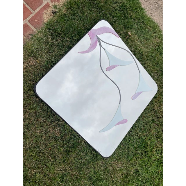 1980s 1980s Pink Lily David Marshall Style 3d Flower Mirror For Sale - Image 5 of 7
