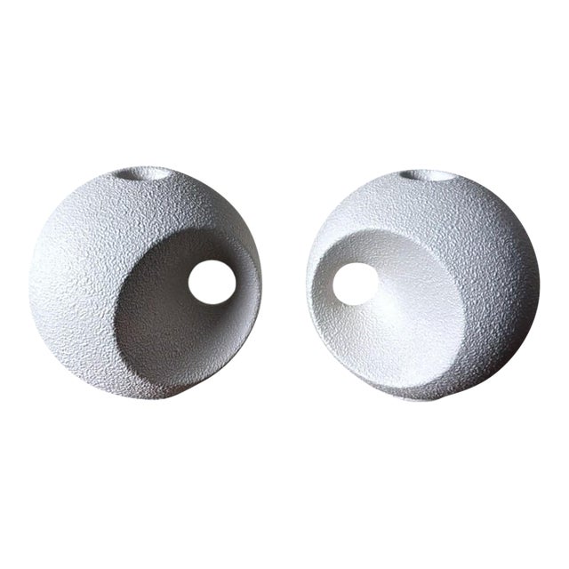 Bertoncello Pair of Mid 20th Century White Glazed Ceramic Candlesticks Design by Roberto Rigon For Sale