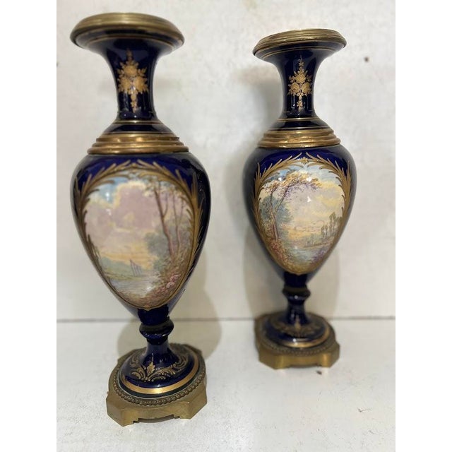 Louis XVI Style Fine Earthenware Vases, Set of 2 For Sale - Image 12 of 18