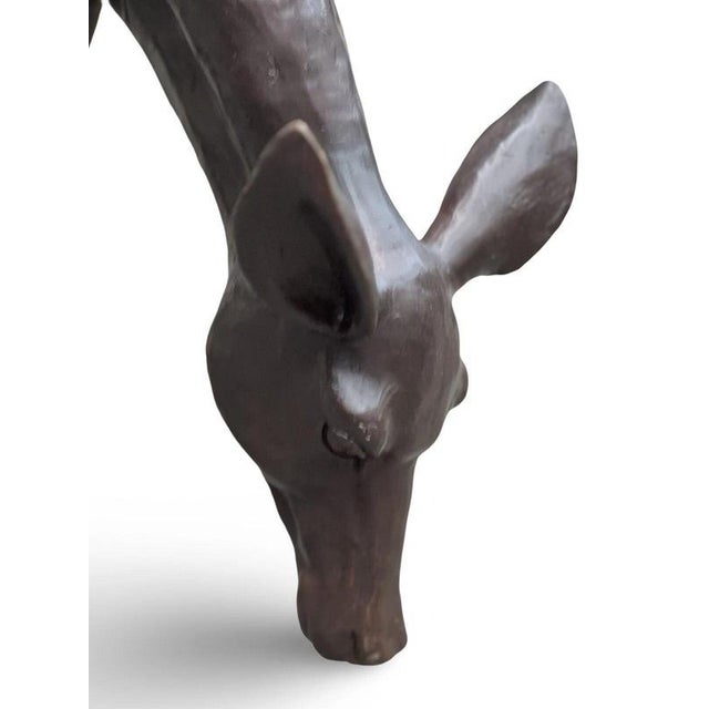 Bronze Grazing Fawn Deer Garden Sculpture For Sale - Image 4 of 15