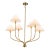 Aloadecor French Modern Warm Brass Curved Staggered Chandelier With White Fabric Shades For Sale