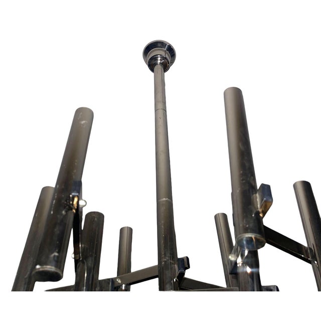 Italian Gaetano Sciolari Chrome Tubular Chandelier. Italy, 1970's. For Sale - Image 3 of 8