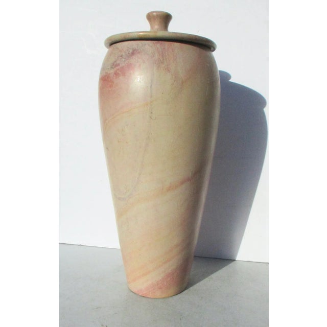 Vintage Kenyan Large Stone Turned Lidded Jar For Sale - Image 4 of 9