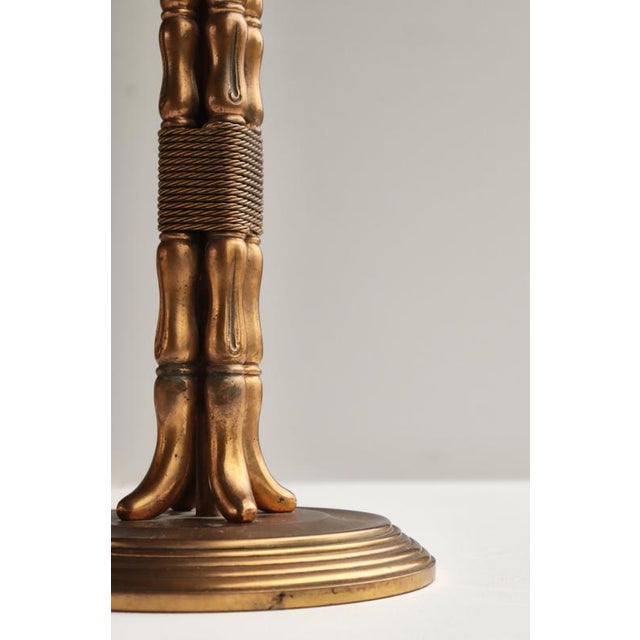 Wood Vintage Scandinavian Table Lamp in Faux Bamboo with Rattan Shade, 1960s For Sale - Image 7 of 15