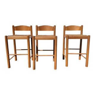 Mid 20th Century Set of 3 Mid Century Counter Stools in the Style of Hank Lowenstein For Sale