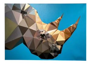 Kartel, Rhino Blues, Oil on Canvas, Pop Art Triangulated, Animal Painting, 2016