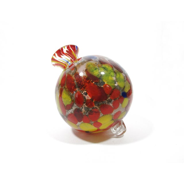 Vintage Hand-Blown Art Glass Witches Ball - Multicolor Speckled Red, Orange, Yellow, Blue For Sale - Image 10 of 10