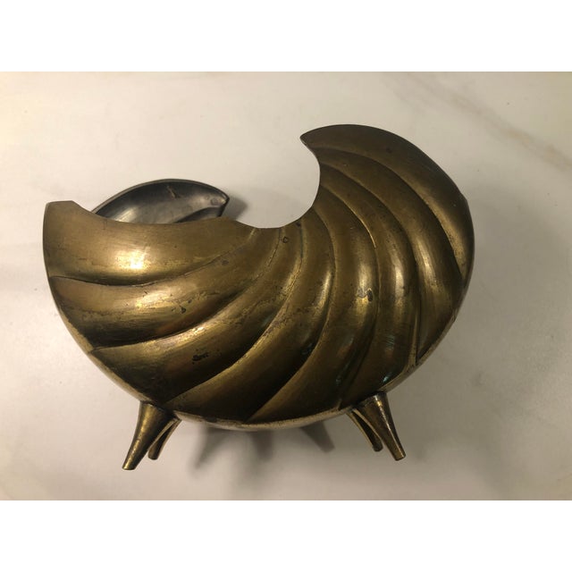 Mid-Century Modern 1970s Brass Sea Shell Nautilus Planter For Sale - Image 3 of 7