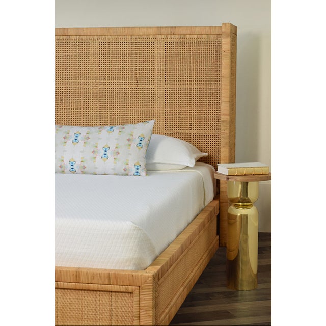 Worlds Away Matthew Izzo Home Dolly Queen Winged Rattan Bedframe For Sale - Image 4 of 10