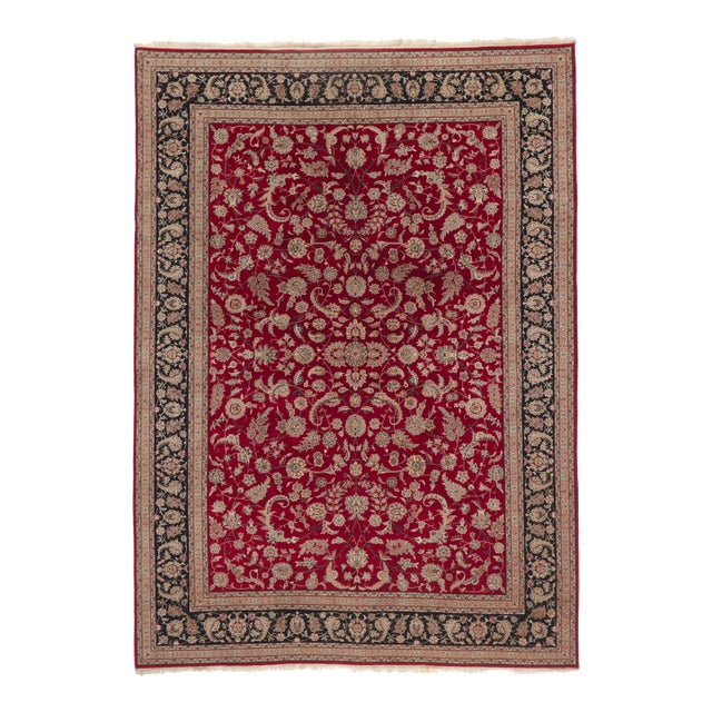 Vintage Indian Tabriz Wool and Silk Rug, 09'09 X 13'07 For Sale