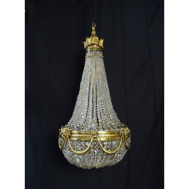 Antique French Chandelier in Bronze and Brass with Ram Heads, 1890s For Sale - Image 10 of 16