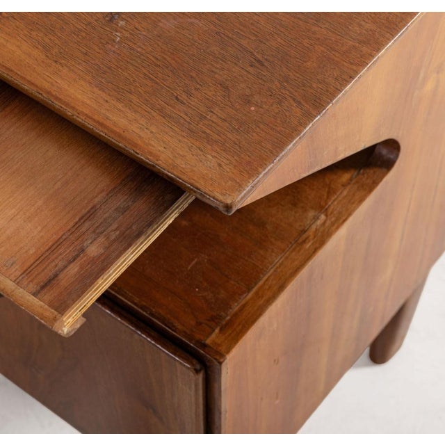 1940s Wooden Bedside Table with Pull-Out Top attributed to Mario Cereghini, 1940s For Sale - Image 5 of 7