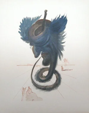 1960s "Devins Et Sorciers" Salvador Dali Inferno Canto 34 French Edition Divine Comedy Woodblock Print