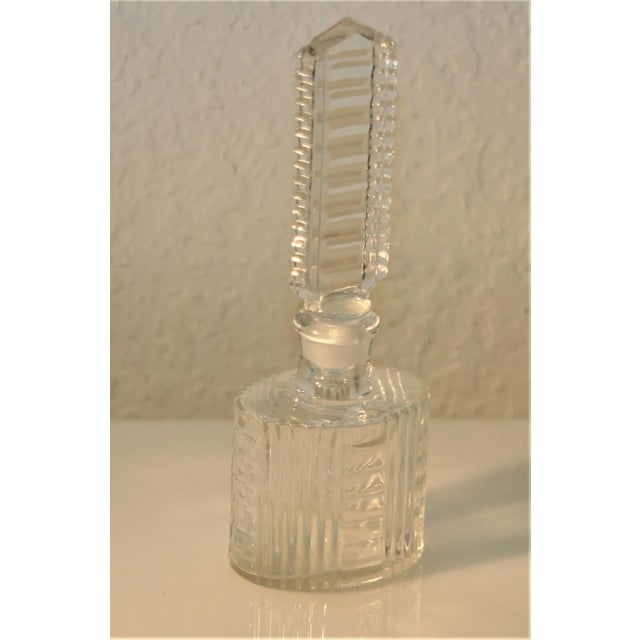 1930s Art Deco Czech Clear Cut Glass Round Perfume Bottle For Sale - Image 10 of 13