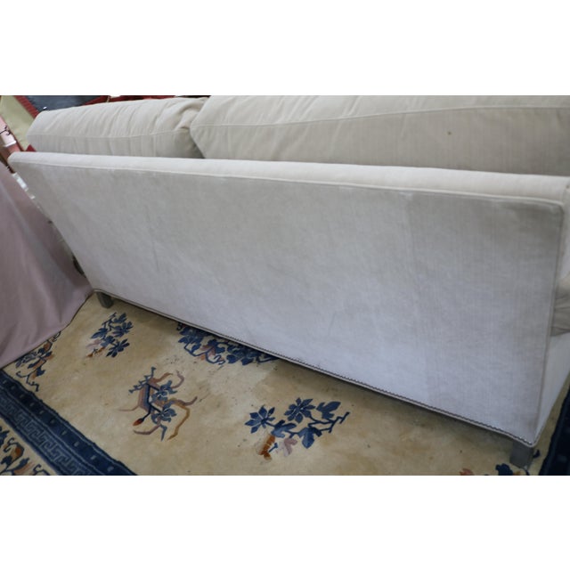 Early 21st Century Lillian August Cream Plush Velvet Rolled Arm Sofa For Sale - Image 5 of 6