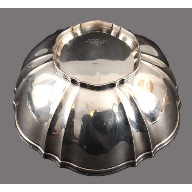 Tiffany and Co. 1930s Tiffany Fluted Art Deco Sterling Silver Centerpiece Bowl 18.5 Ozt No Mono For Sale - Image 4 of 9