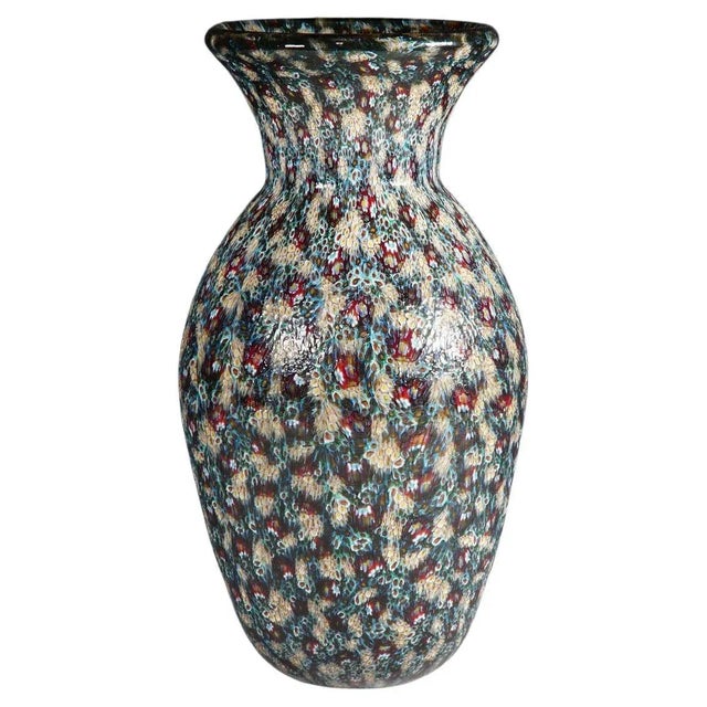 Blue Iron Vase with Opaque Murrine Murano by Vittorio, 2000s For Sale - Image 8 of 8