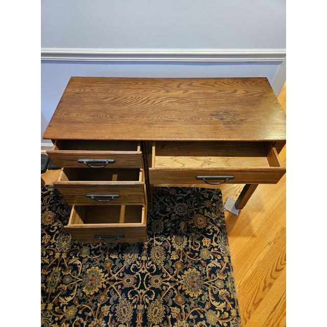 Late 20th Century Late 20th Century Ranch Oak Writing Desk and Chair For Sale - Image 5 of 6
