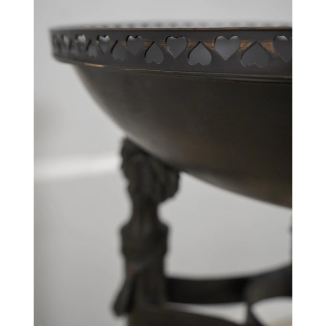French Maitland Smith Attributed Bronze & Leather Planter Stand For Sale - Image 3 of 11