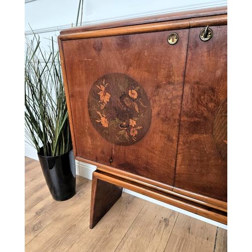 Brown Vintage Italian Art Deco Bar Cabinet in Walnut, 1950s For Sale - Image 8 of 12