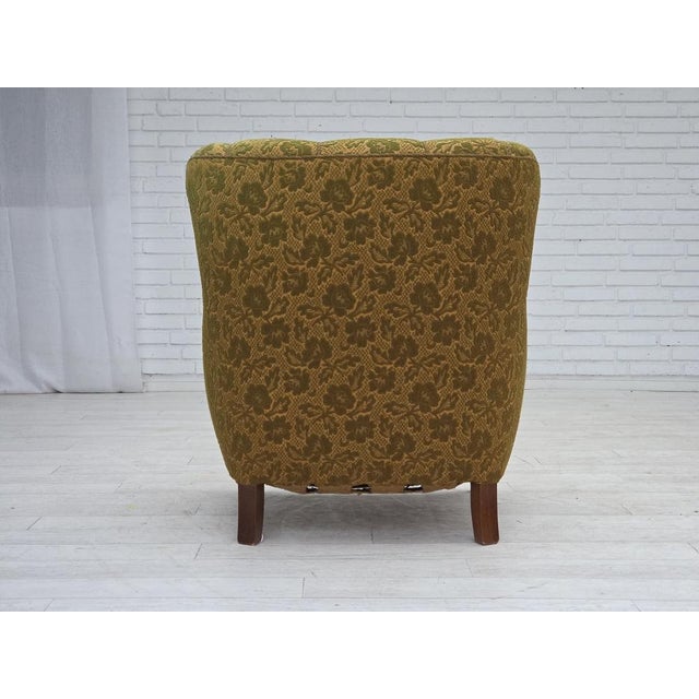 Danish Armchair in Wool and Hand-Carved Oak, 1950s For Sale - Image 16 of 18