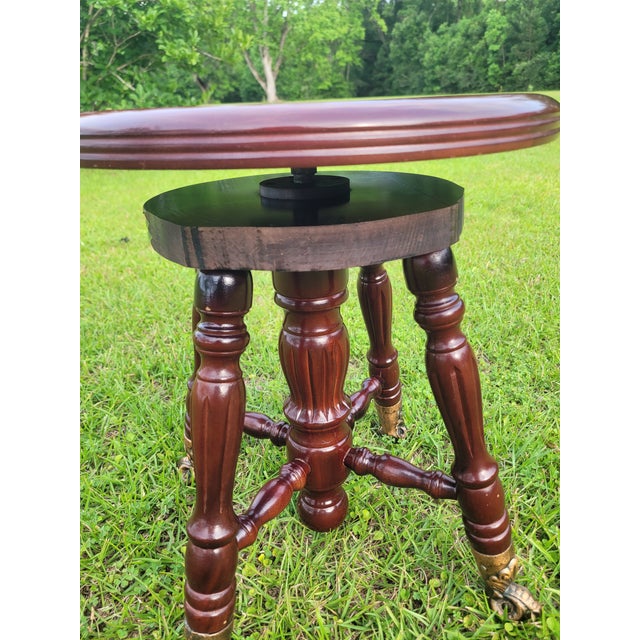 Glass Late 19th Century Victorian Swivel Piano Stool With Glass Ball and Claw Feet For Sale - Image 7 of 10