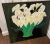 Paiinted flowers on canvas with invisible frame surround. This has a Diego Rivera look but it more recent, 1986, and...