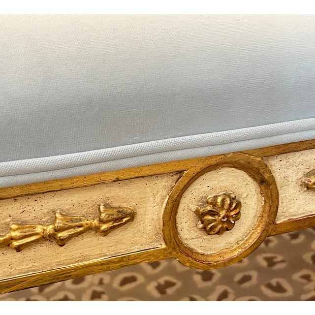 French Louis XVI Style Painted Bench, 1950s For Sale - Image 11 of 15