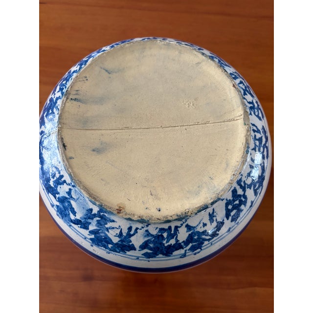 Antique Spongeware Very Large Blue & White Covered Vessel/Crock and Bowl For Sale - Image 10 of 10