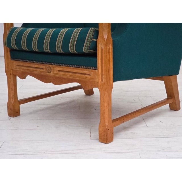 Danish Armchair in Wool and Oak, 1970s For Sale - Image 14 of 17