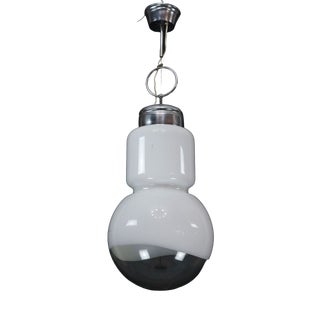 Vintage Space Age Pendant Light in Chrome and Murano Glass from Mazzega, Italy, 1960s For Sale