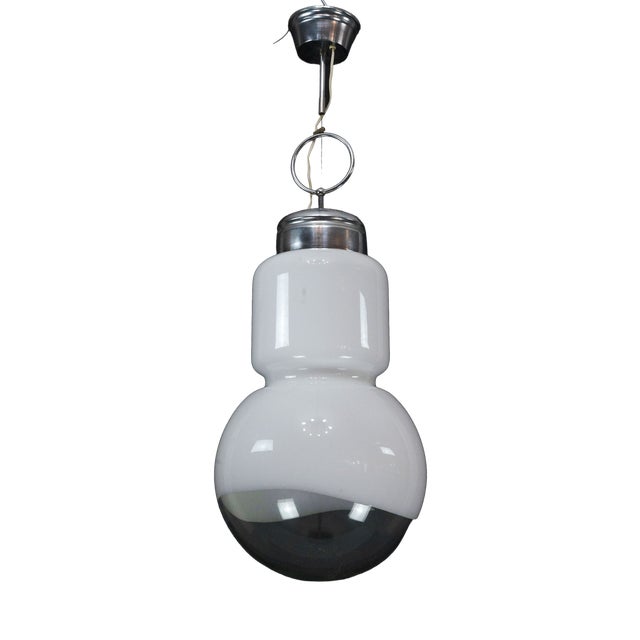 Vintage Space Age Pendant Light in Chrome and Murano Glass from Mazzega, Italy, 1960s For Sale
