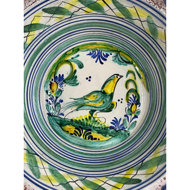 Spanish Ceramic Lebrillo Plate with Painted Bird, Triana, 1920s For Sale - Image 3 of 8
