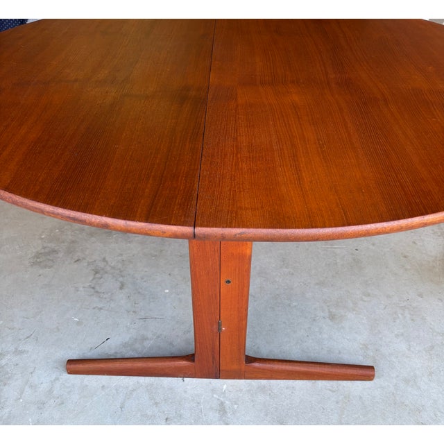 Brown Vintage Danish Teak Drop Leaf Dining Table For Sale - Image 8 of 15