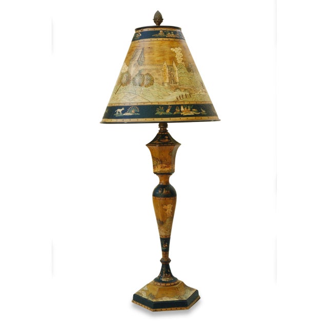Late 20th Century Folk Art Painted Metal Lamp For Sale - Image 9 of 9