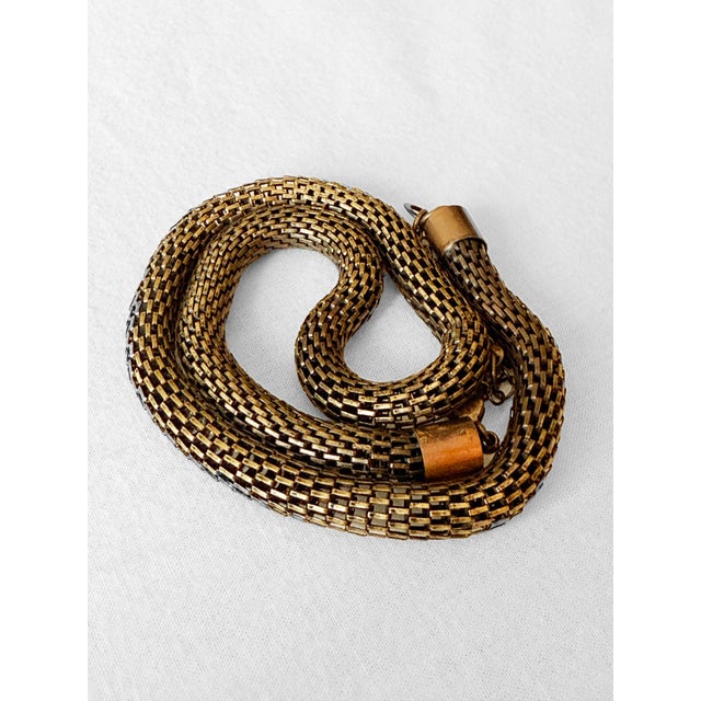 Metal Vintage 1980s Mesh Collar Necklace, Antique Bronze-Tone For Sale - Image 7 of 11