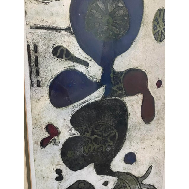 Wood 1969 Spanish Artist Marta Palau’s Framed Signed “Flor Marina” For Sale - Image 7 of 11