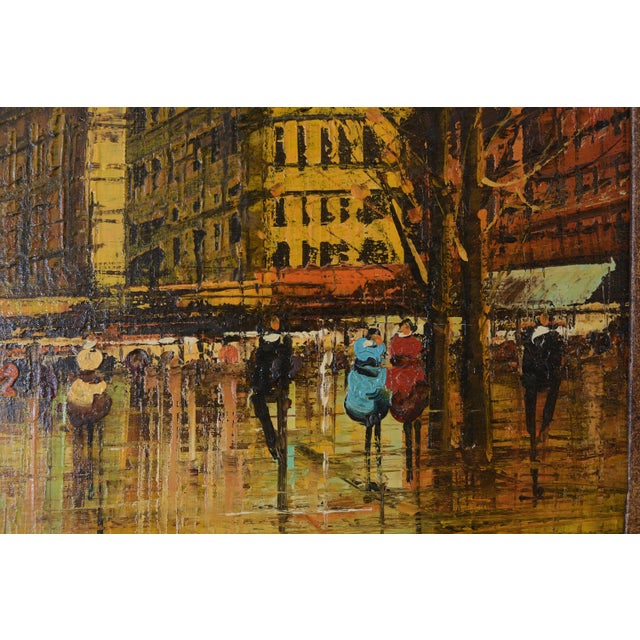 Vintage Giovanni Lentini Brutalist Paris Cityscape Paintings - A Pair For Sale - Image 4 of 8