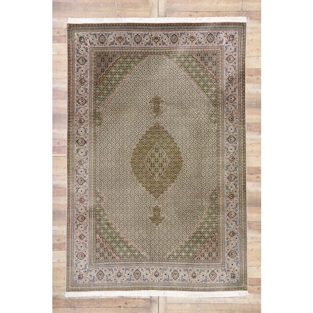 Tan Vintage Persian Mahi Tabriz Rug - 06'07 X 09'10 For Sale - Image 8 of 9