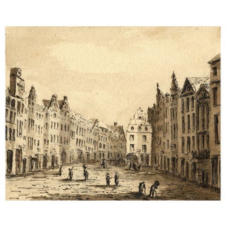 James Hamilton Stanhope, Street in Brussels, Belgium, 1819, Watercolour For Sale