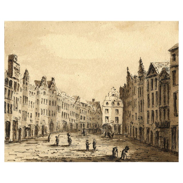 James Hamilton Stanhope, Street in Brussels, Belgium, 1819, Watercolour For Sale