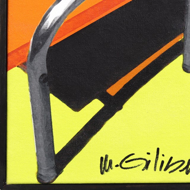 Orange Board - Abstract Vibrant Mid Century Modern Pool Still Life Painting Original Artwork by Michael Giliberti For Sale - Image 4 of 8