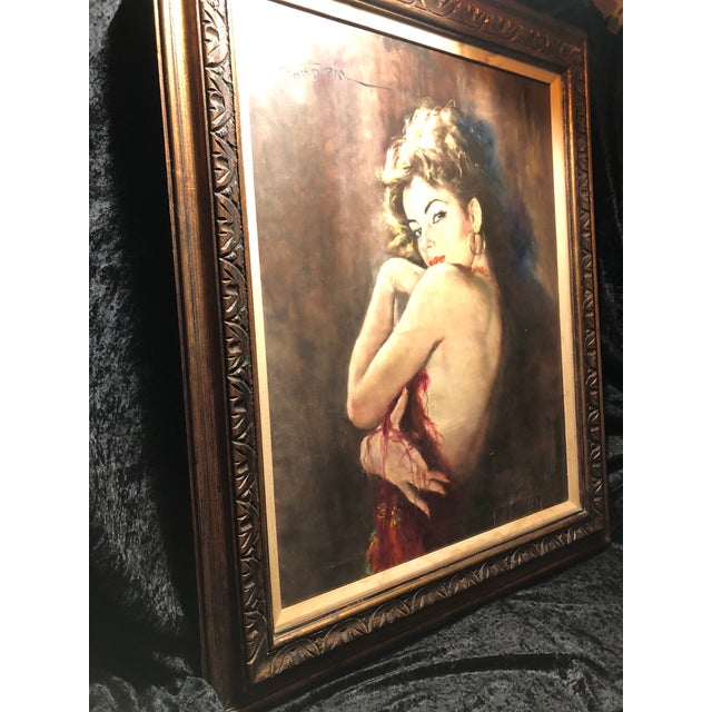 1940s 1940s Original Oil on Canvas, “Camilla” by Pal Fried Semi Nude For Sale - Image 5 of 5