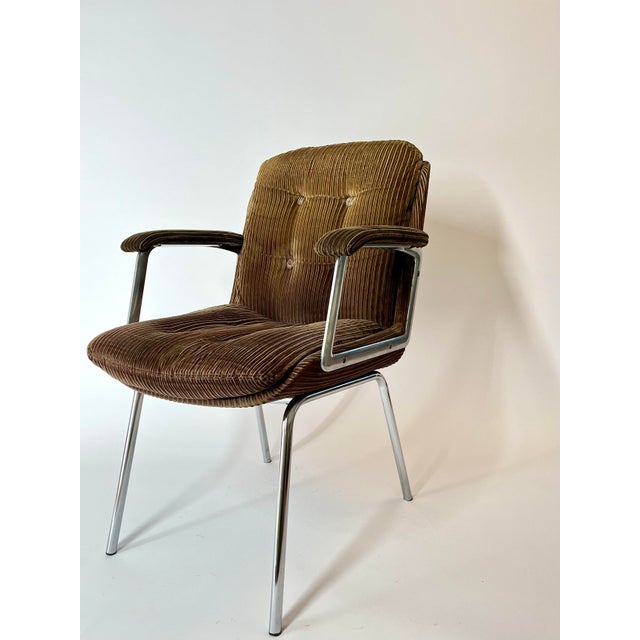 Brown Brown Corduroy Upholstered Chair, Italy, 1960s For Sale - Image 8 of 11