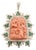 Natural coral and Emerald diamond pendant in 14k gold For Sale