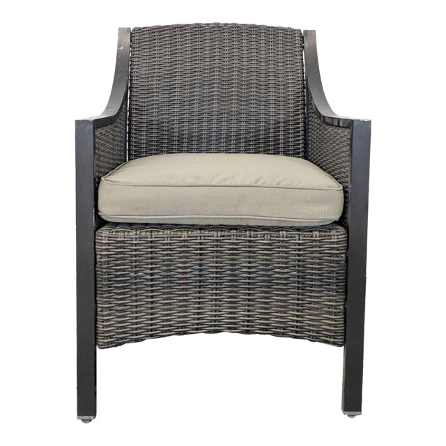 All Weather Wicker Patio Arm Chair With Cushion For Sale