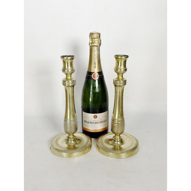 Antique French Brass Candlesticks, 1800s, Set of 2 For Sale - Image 4 of 10