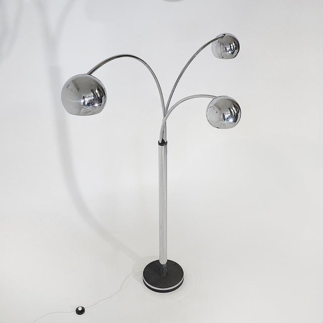 Vintage Three-Arm Floor Lamp in Chromed Metal, 1970s For Sale - Image 6 of 17